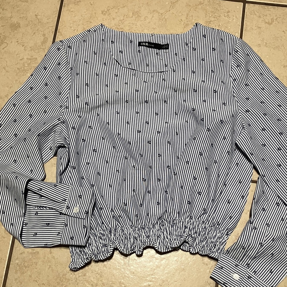 Ina Black and White Striped Blouse
